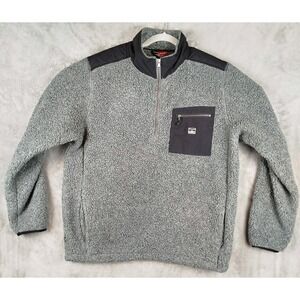 Kimes Ranch Sherpa Fleece Quarter Zip Pullover Gray Sweater Mens Large Jacket‎